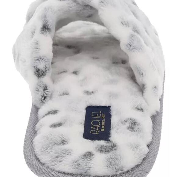 RACHEL Rachel Roy Women's Gift Set X-Band Plush Slipper and Cheetah Blanket Sz.M - Picture 5 of 9